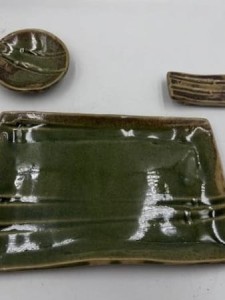 Zestaw na sushi dla 1 osoby. Bamboo line. Błyszcząca zieleń z czernią.